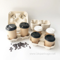 Disposable takeaway sugarcane 4 cups holder for coffee